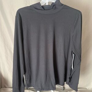 Women’s Ribbed Mock Neck Long Sleeve Athletic Top - black